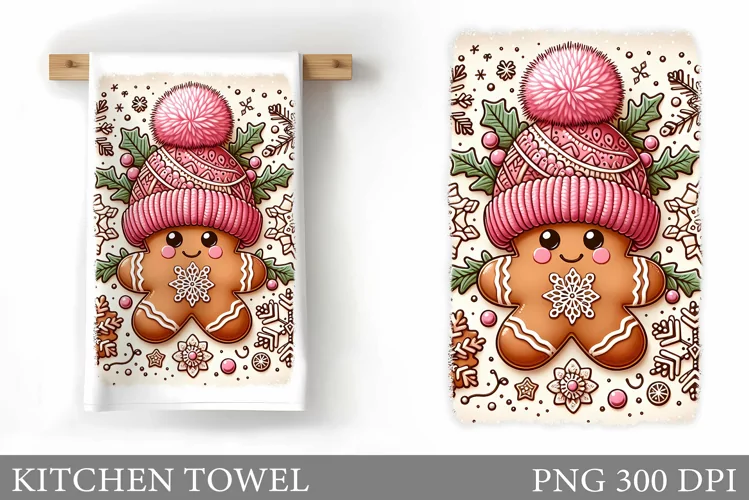 Gingerbread Kitchen Towel. Christmas Kitchen Towel Design