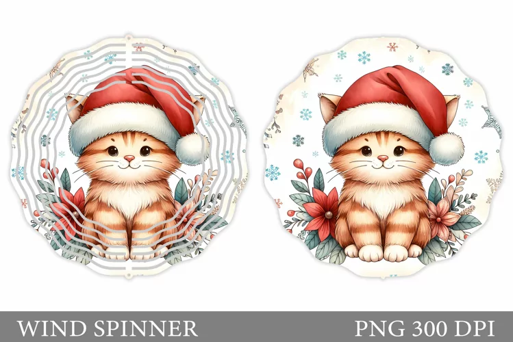Christmas Cat Wind Spinner. Christmas Wind Spinner Design