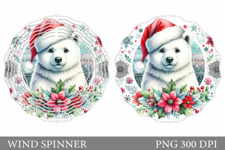 Polar Bear Wind Spinner. Christmas Wind Spinner Design