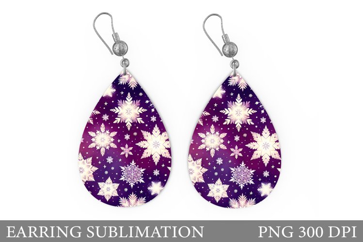 Shimmer Snowflakes Earring. Christmas Earring Sublimation example image 1