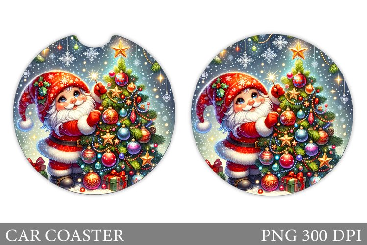 Cute Gnome Car Coaster. Christmas Car Coaster Sublimation example image 1