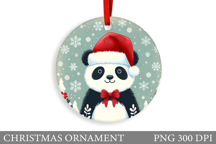 Cute Panda Christmas Ornament. Christmas Panda Sublimation example image 1