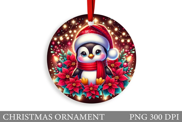 Cute Penguin Christmas Ornament. Cute Penguin Sublimation example image 1