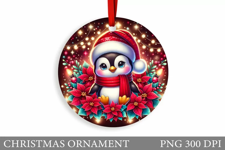 Cute Penguin Christmas Ornament. Cute Penguin Sublimation