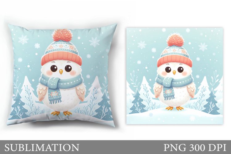 Christmas Owl Pillow Design. Christmas Pillow Sublimation