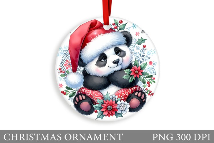Cute Panda Christmas Ornament. Christmas Panda Sublimation example image 1