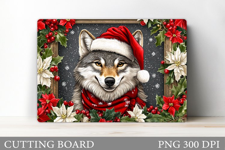 Christmas Wolf Cutting Board. Christmas Cutting Board example image 1
