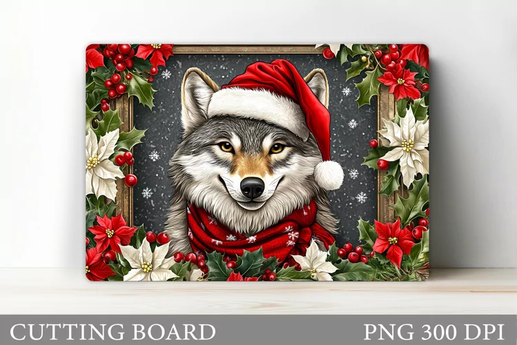 Christmas Wolf Cutting Board. Christmas Cutting Board