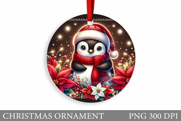 Cute Penguin Christmas Ornament. Cute Penguin Sublimation