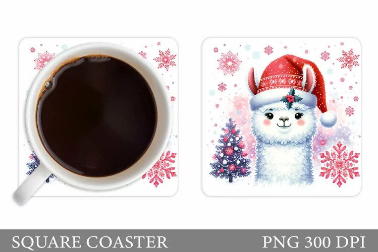 Christmas Lama Coaster Design. Christmas Coaster Sublimation