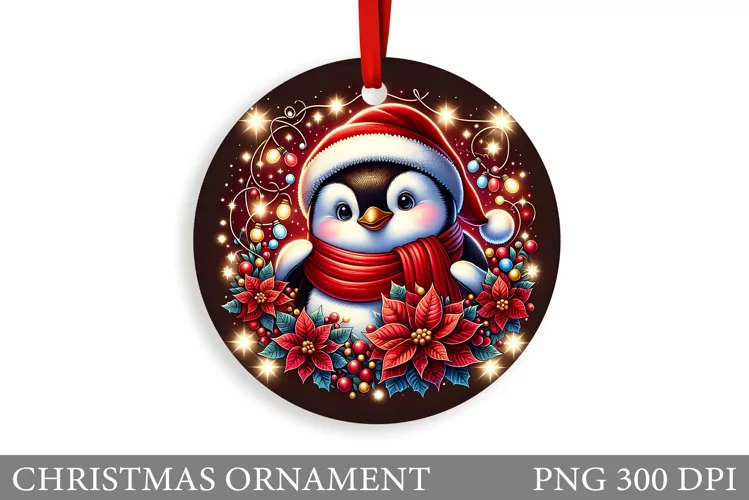 Cute Penguin Christmas Ornament. Cute Penguin Sublimation
