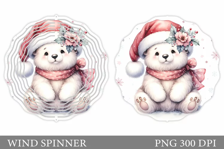 Polar Bear Wind Spinner. Christmas Wind Spinner Design