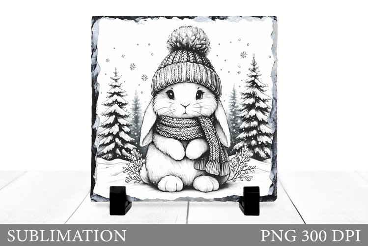 Christmas Bunny Sublimation. Christmas Bunny Slate Design example image 1