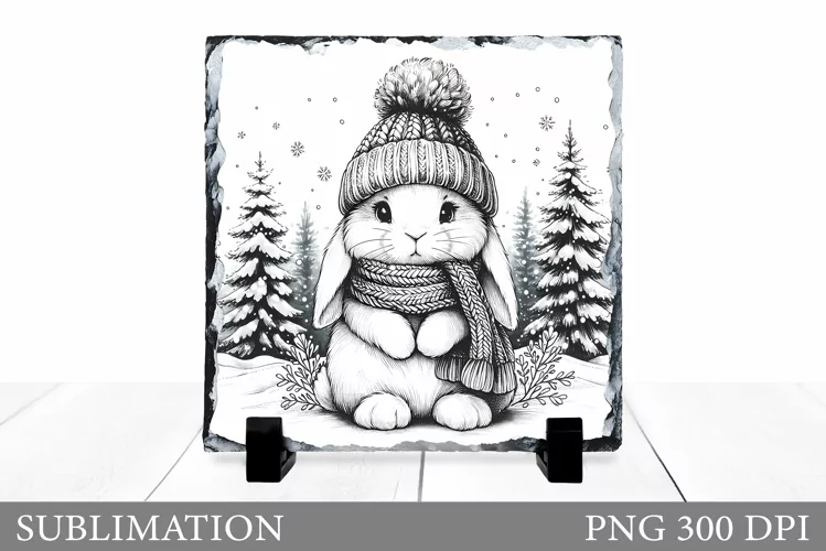 Christmas Bunny Sublimation. Christmas Bunny Slate Design