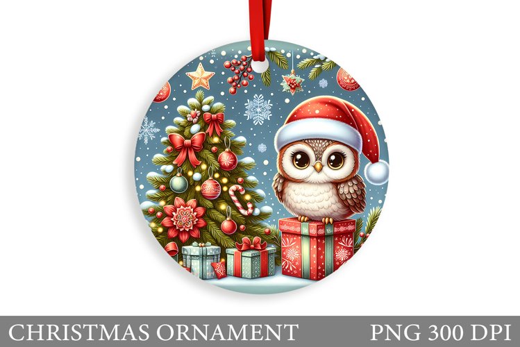 Christmas Owl Christmas Ornament. Christmas Owl Sublimation