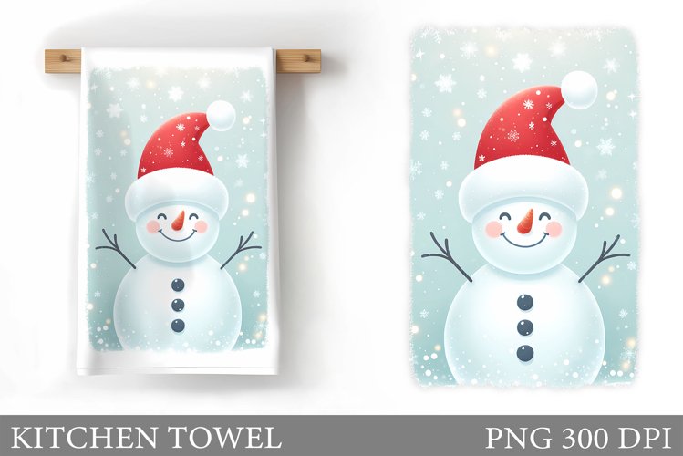 Snowman Kitchen Towel Design. Christmas Kitchen Towel