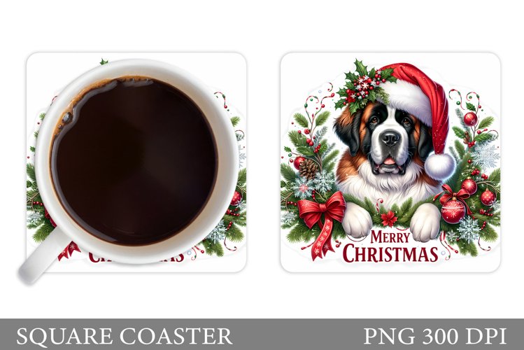 Christmas Dog Coaster Sublimation. Christmas Coaster Design example image 1