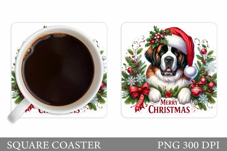 Christmas Dog Coaster Sublimation. Christmas Coaster Design