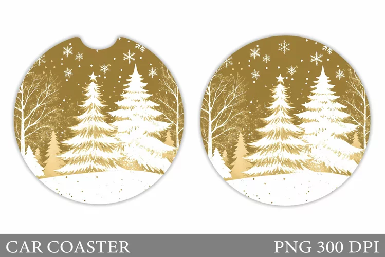 Christmas Tree Car Coaster. Christmas Coaster Sublimation