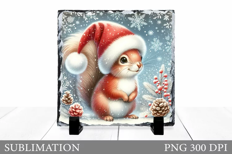 Christmas Squirrel Sublimation. Christmas Squirrel Slate