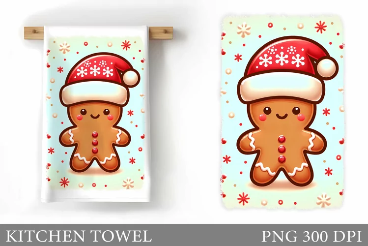 Gingerbread Kitchen Towel. Christmas Kitchen Towel Design