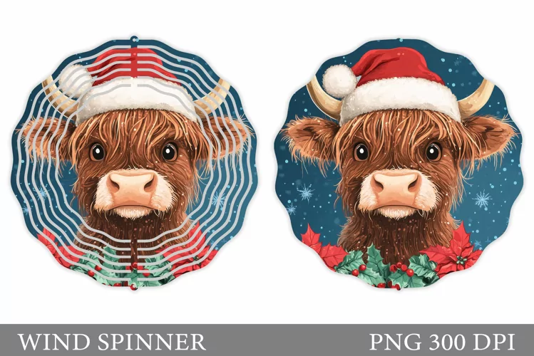 Christmas Cow Wind Spinner. Christmas Wind Spinner Design