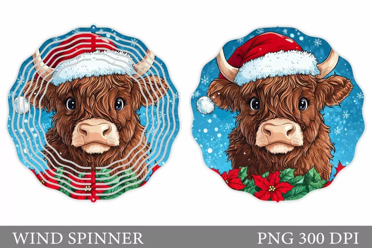 Christmas Cow Wind Spinner. Christmas Wind Spinner Design