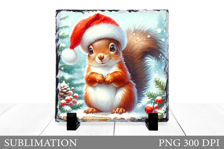 Christmas Squirrel Sublimation. Christmas Squirrel Slate example image 1
