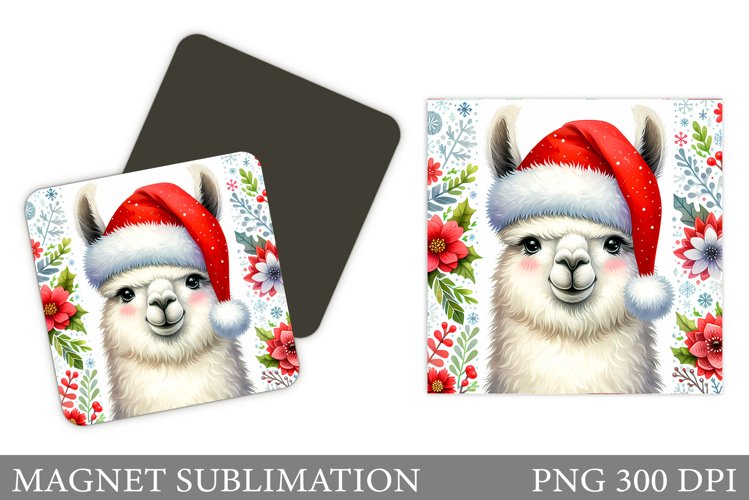 Christmas Lama Magnet. Christmas Magnet Sublimation