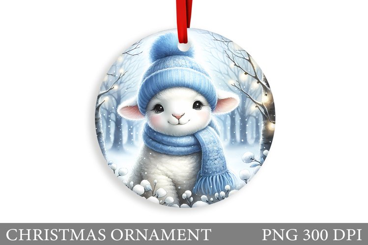Cute Lamb Christmas Ornament. Christmas Ornament Sublimation