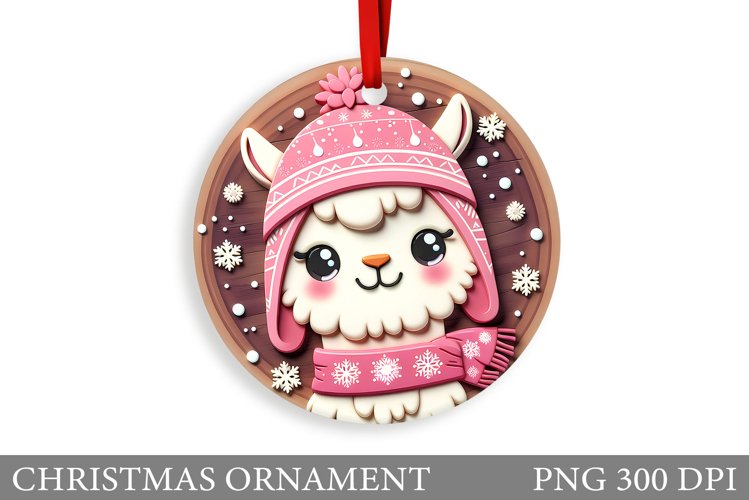 Cute Lama Christmas Ornament. Christmas Ornament Sublimation