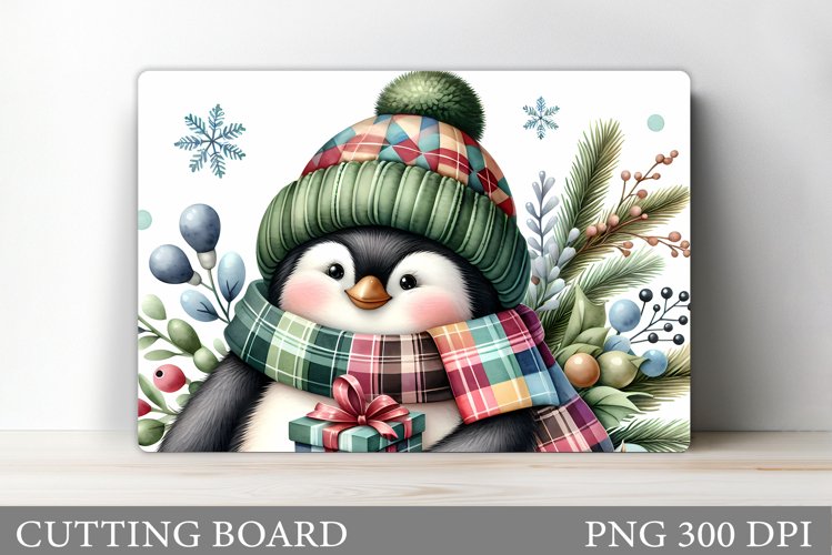 Cute Penguin Cutting Board. Christmas Cutting Board Design example image 1