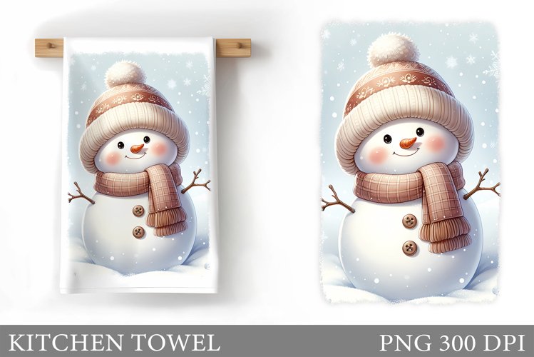 Snowman Kitchen Towel Design. Christmas Kitchen Towel