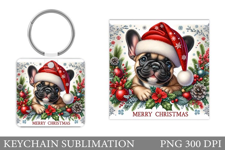 Cute Dog Keychain Design. Christmas Keychain Sublimation example image 1