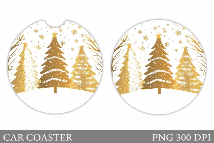 Christmas Tree Car Coaster. Christmas Coaster Sublimation