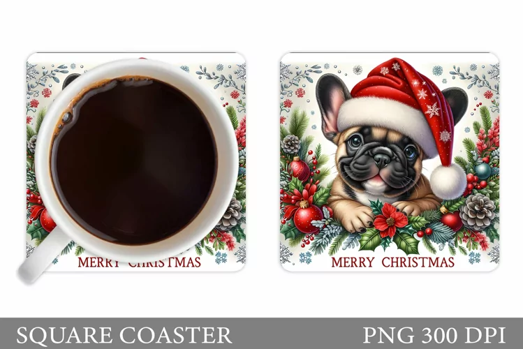 Christmas Dog Coaster Design. Christmas Coaster Sublimation