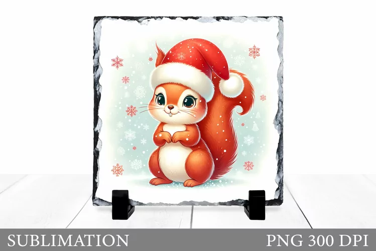 Christmas Squirrel Design. Christmas Slate Sublimation