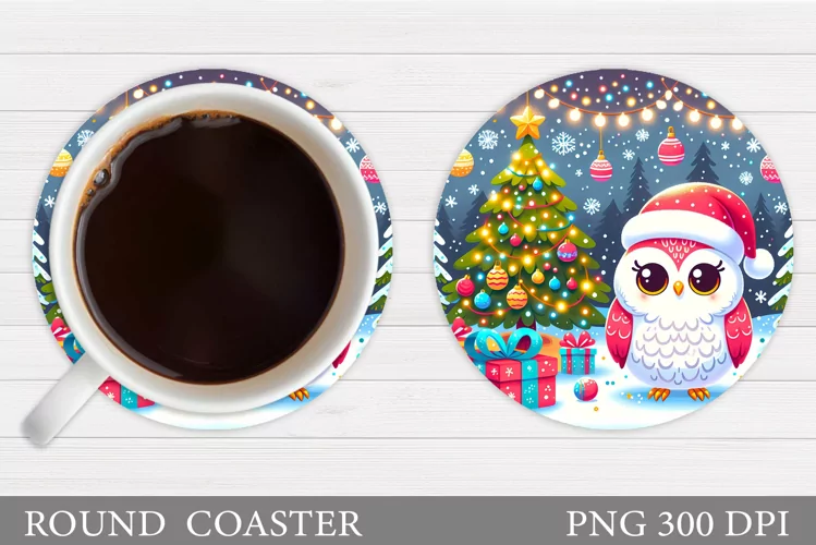 Christmas Owl Coaster Design. Christmas Coaster Sublimation