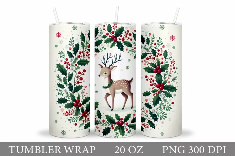 Christmas Deer Tumbler Design. Christmas Tumbler Sublimation