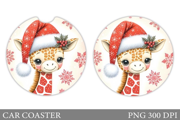 Christmas Giraffe Car Coaster. Christmas Car Coaster Design example image 1