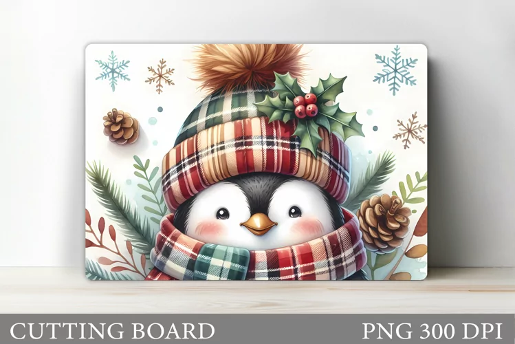 Penguin Cutting Board. Christmas Cutting Board Sublimation