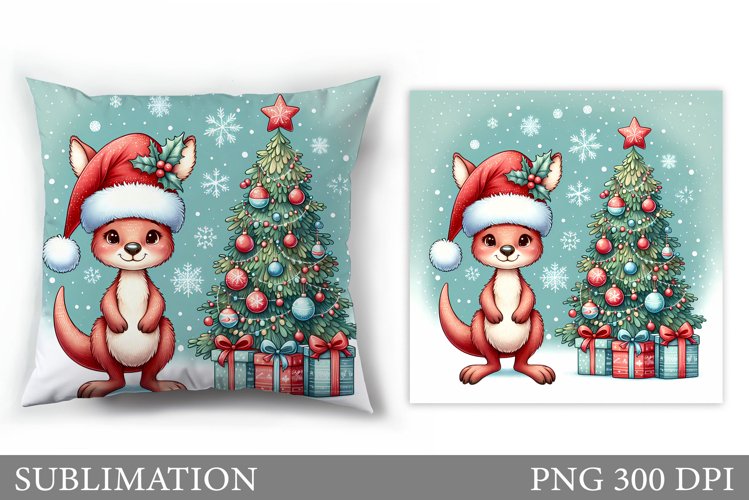 Christmas Kangaroo Pillow. Christmas Pillow Sublimation