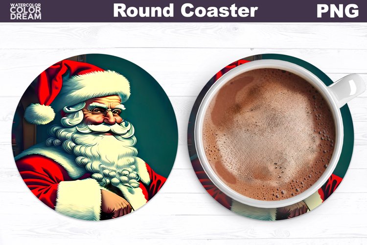 Christmas Round Coaster Design | 3D Santa Claus Coaster