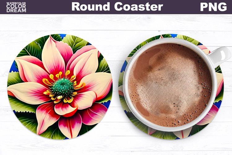 Christmas Flower Round Coaster| Poinsettia Coaster Design example image 1