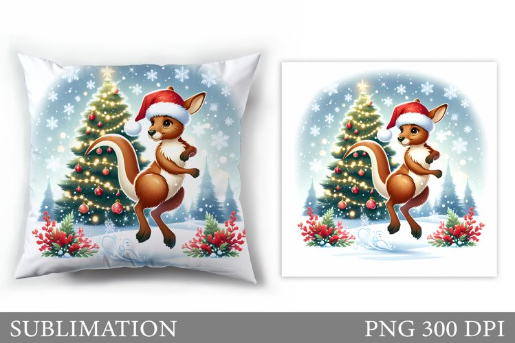 Christmas Kangaroo Pillow. Christmas Pillow Sublimation