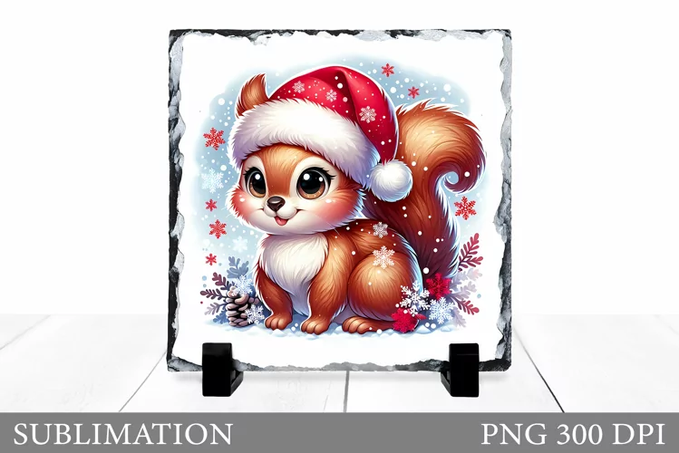 Christmas Squirrel Sublimation. Christmas Squirrel Slate