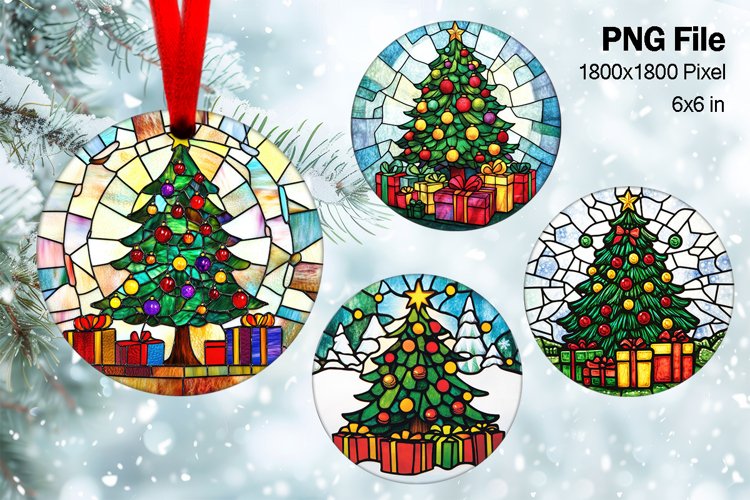 Christmas Tree Ornament Round Circle Decorate Sublimation_12