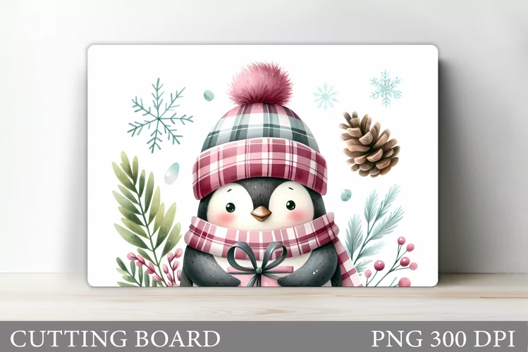 Penguin Cutting Board. Christmas Cutting Board Sublimation