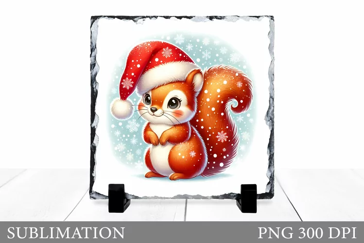 Christmas Squirrel Sublimation. Christmas Squirrel Slate