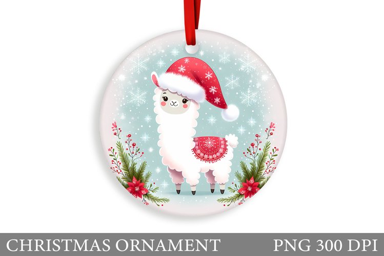 Cute Lama Christmas Ornament. Christmas Ornament Sublimation